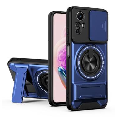 Imagem de SORAKA Capa para Xiaomi Redmi Note 12S 4G com suporte,proteção de lente com janela e capa dupla de PC e TPU compatível com suporte magnético para carro