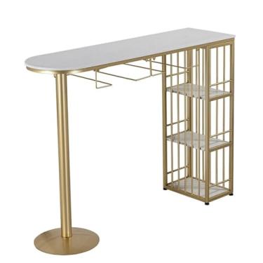 Imagem de Mesa de bar de mármore simples para casa lazer leve luxo mesa de jantar longa cozinha armário divisória (140 x 40 x 105 cm)