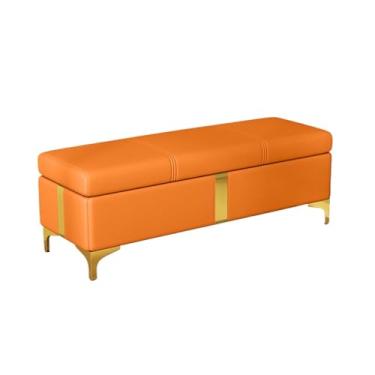 Imagem de Banco de armazenamento moderno para quarto, extremidade da cama, sofá, janela, sentado, lareira, brinquedo, entrada (laranja, 120 x 40 x 45 cm)