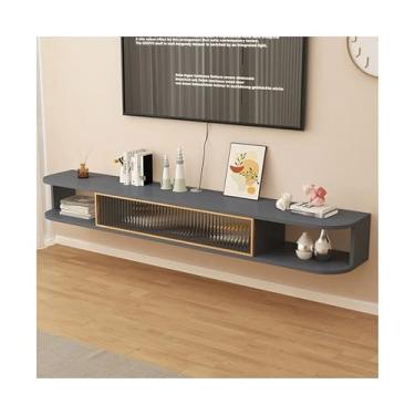 Imagem de Console de mídia flutuante de parede para armário de TV, suporte de parede para console de mídia de madeira, prateleira de armazenamento, centro de entretenimento moderno para sala de estar, quarto