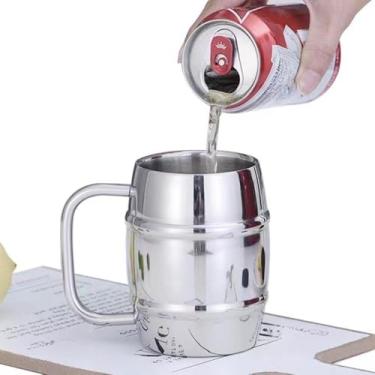 Imagem de Caneca de aço inoxidável para leite e cerveja com aro liso, durável, corpo de parede única, aderência confortável e suporte para bebidas diárias, prata