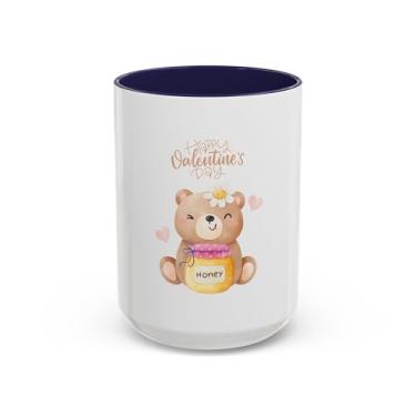 Imagem de Caneca de urso feliz dia dos namorados – copo de café com detalhe de pote de mel fofo