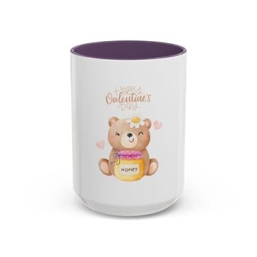 Imagem de Caneca de urso feliz dia dos namorados – copo de café com detalhe de pote de mel fofo