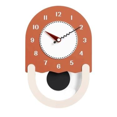 Imagem de Relógio de parede para sala de estar, elegante, simples e personalizado, adequado para hotéis, bares, restaurantes. Decoração (laranja)