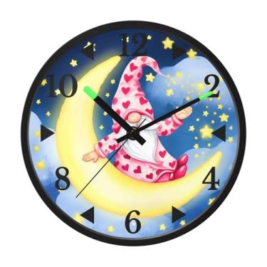 Imagem de STAYTOP Relógio de parede LED de gnomos de Natal para quarto com brilho noturno, relógios de parede silenciosos de 30 cm para decoração de sala de estar, controle de som, relógio de parede moderno que