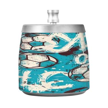 Imagem de STAYTOP Cinzeiro de futebol colorido com tampa, cinzeiro de aço inoxidável à prova de vento, sem fumaça, grande cinzeiro de cigarro ao ar livre para decoração de escritório em casa