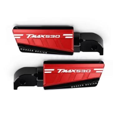 Imagem de Anti-derrapante Para tmax530 tmax 530 2012 2013 2014 2015 2016 2017 2018 2019 apoio para os pés traseiro pé pegs pedais de descanso(Red TMAX530B)