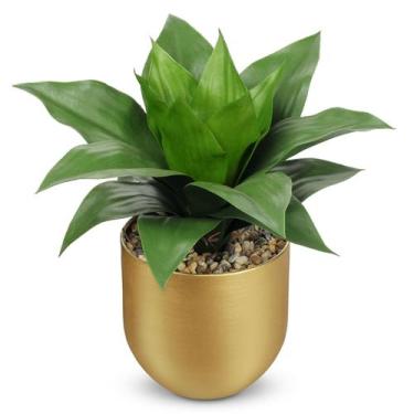 Imagem de Planta artificial Briful Agave 26 cm com vaso dourado