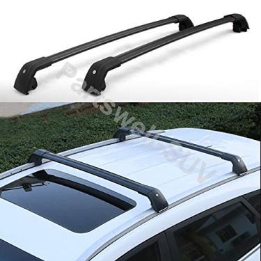 Imagem de YiXi-Partswell 2 peças de rack de teto travável barras transversais bagageiro alumínio adequado para Volvo XC60 2013-2017 - Preto