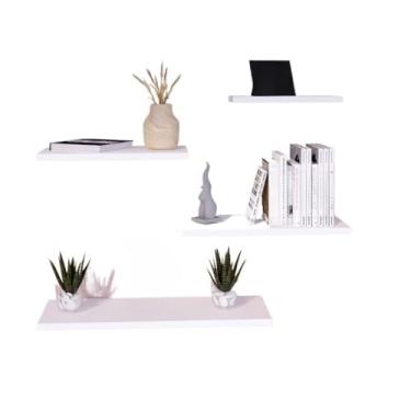 Imagem de Kit 4 Prateleiras Branca Nicho Multiuso Quarto Sala Banheiro(Natural - Cru)