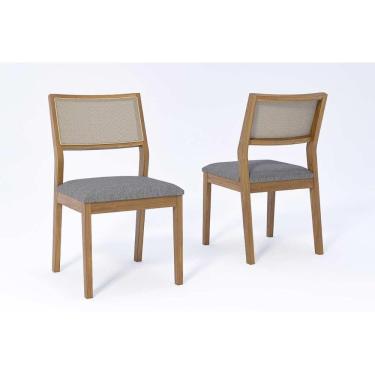 Imagem de Kit 2 Cadeiras Sala Jantar Oiti 2 Un Carvalho/Linho Grafite/Tela Off White - Cimol