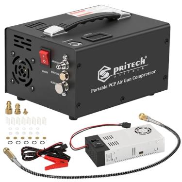 Imagem de Spritech Compressor de ar TW03 PCP, portátil 4500 psi/30 MPa, sem água/óleo, rifle PCP/pistola e tanque de paintball, bomba de ar (110 V AC ou bateria de carro de 12 V) com conversor de energia e