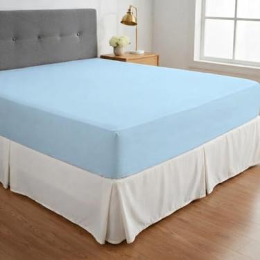 Imagem de Lençol Queen Avulso Com Elástico Liso Malha 100% Algodão Resistente Com Toque Macio Respirável Cozzilar (Azul Bebê)