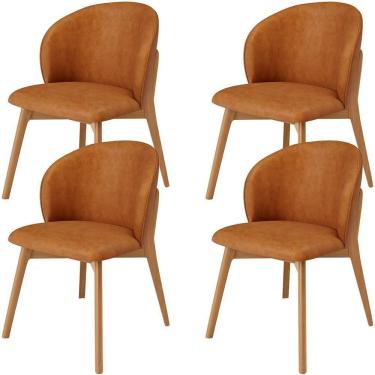 Imagem de Kit 04 Cadeiras De Jantar E Estar Living Estofada Mia L02 Couríssimo Canela - Lyam Decor
