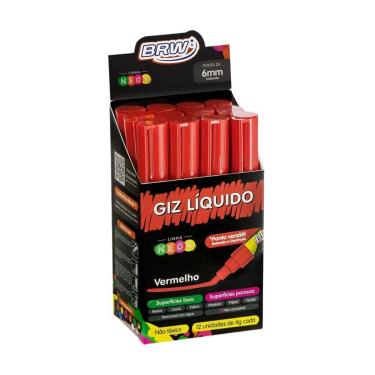 Imagem de Caixa Caneta Giz Líquido 6mm 4g Evoke Com 12 Unidades Brw Vermelho