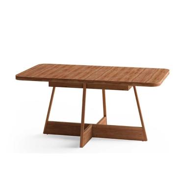 Imagem de Mesa Para Cozinha átria Retangular 1592 Aço C-tampo Madeirado 160x90cm Nogal-freijo Rose - Carraro