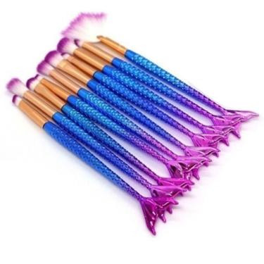 Imagem de Pincel Sereia Kit 10 Peças Maquiagem Sombra