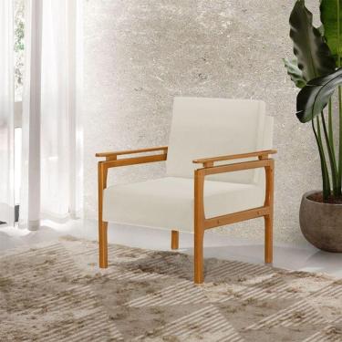 Imagem de Kit 2 Poltronas Decor Pés Madeira Maciça Yasmin Linho Crú