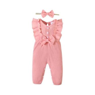 Imagem de Macacão Sem Mangas Para Bebê Menina De 0 a 18 Meses Com Faixa De Cabel