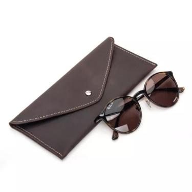 Imagem de Estojo De Óculos Luxo Em Couro Premium Bertoni Crazy Horse Café