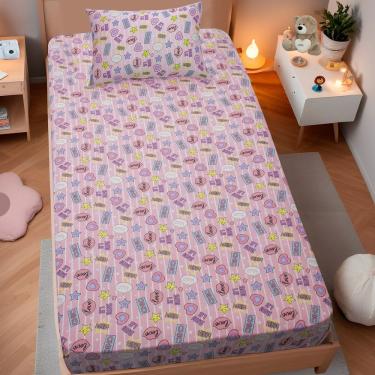 Imagem de Jogo De Cama Solteiro Kids 2 Pçs Doce Vida Malha 70% Algodão 30% Poliéster Chic Love