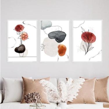 Imagem de Kit 3 Quadros Flores 45x34cm - Decoração Quarto/Sala
