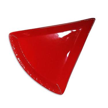 Imagem de Jogo 6 Pratos De Pizza Triangular Vermelho Cerâmica  Pode Assar Direto