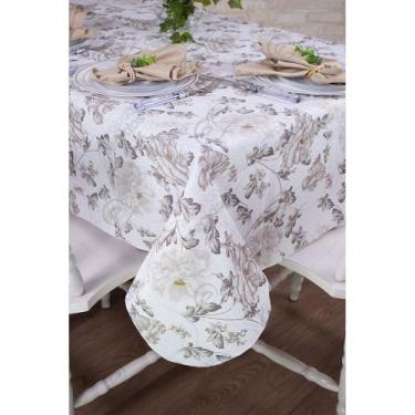 Imagem de Toalha de Mesa Retangular em Tecido Jacquard Estampado Floral Champagn