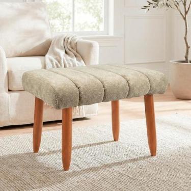Imagem de Banqueta Decorativa Puff Retangular Nina Para Sala Bouclê - SOFA STORE