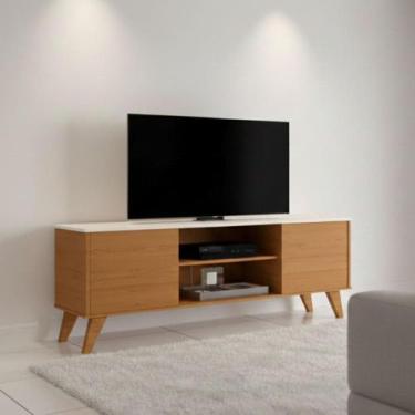 Imagem de Rack Retro Para Tv Sala Estar 2 Portas Cedro Off White - Drop de Casa