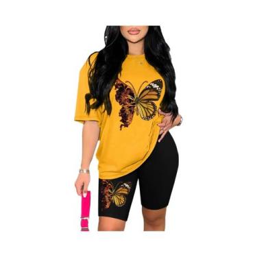 Imagem de Conjunto Casual De Verão Para Mulheres Com Estampa De Borboleta, Camis