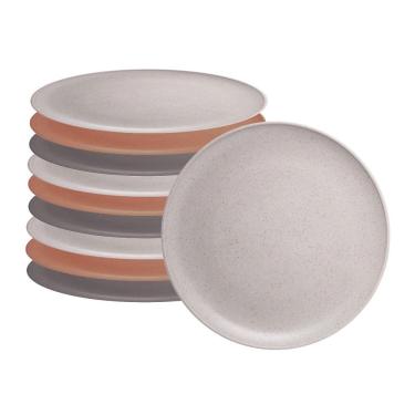 Imagem de Jogo 10 Pratos De Sobremesa Em Fibra De Pinho E Pp Cores Sortidas Inquebrável Wolff 19,5cm