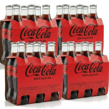 Imagem de Kit 24 Refrigerante Coca Cola Zero Açucar Vidro 250ml - Coca-Cola