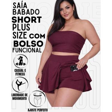 Imagem de Saía Babado Com Short Plus Size Com Bolso Lateral Funcional Em Suplex WOLFOX Feminina-Feminino
