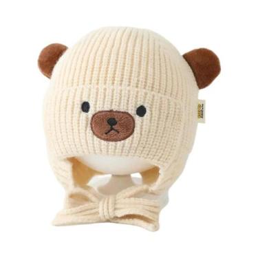 Imagem de Gorro De Urso Tricotado Para Meninas E Meninos, Quente E À Prova De Ve