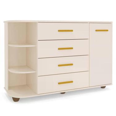 Imagem de Cômoda Infantil com Cantoneira e 4 Gavetas 100% Mdf New Lorena Off White - Phoenix