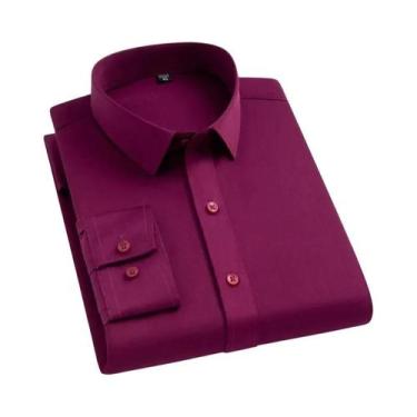 Imagem de Camisa Masculina Roxa Slim Fit Antirrugas Macia Sem Necessidade De Pas