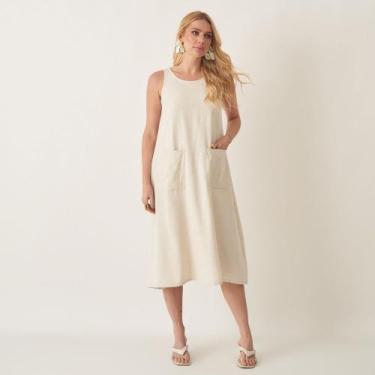 Imagem de Vestido Midi Linho com Bolsos - Bloom, Cru, P