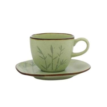Imagem de Xícara Para Chá Com Pires Em Porcelana Ryo Bambu 220ml Oxford