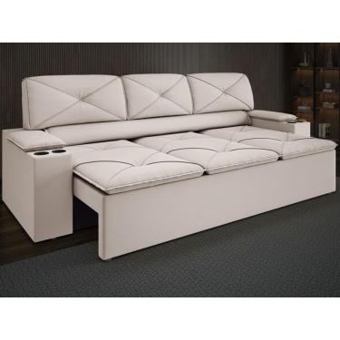 Imagem de Sofá com Porta Copos Retrátil e Reclinável Pop 2,05m Velosuede - NETSOFAS