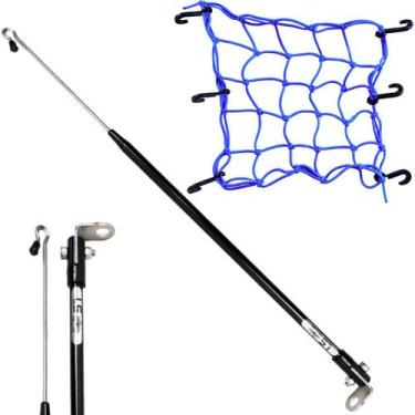 Imagem de Kit Antena Corta Pipa Cerol Linha Fio Proteção Preta Retrovisor / Rede