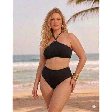 Imagem de Biquíni Plus Size Texturizado Cintura Alta GG 46/50 Frente Única - Dit