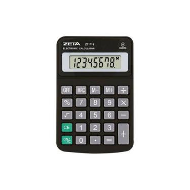 Imagem de Calculadora De Mesa Zeta Zt718 8 Digitos Preta