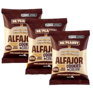 Imagem de Kit 3 Alfajor com Recheio Pasta de Amendoim Dr Peanut Whey Protein Zer