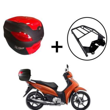 Imagem de Baú Bauleto Awa Pross 41l + bagageiro de  Biz 2018+, vermelho