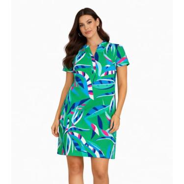 Imagem de Vestido Curto Estampado Com Peitilho Infinita Cor Verde, GG, Verde