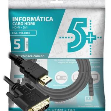 Imagem de Cabo Hdmi X Dvi-d 24+1 4k 1080p 3d Plug Ouro 5 Metros Chip - CHIPSCE