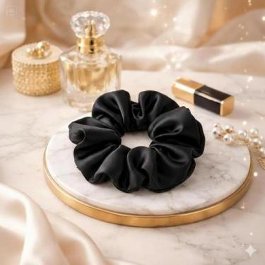 Imagem de Kit 30 Xuxinhas de Cetim com Costura Embutida Scrunchies Frufru Rabicó