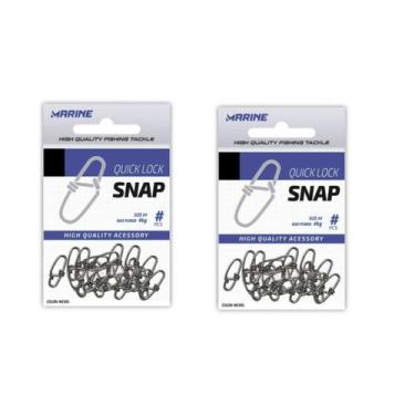 Imagem de Snap Marine Quick Lock Prata n 0 e 2 Kit 40un Robalos Pescadas Traíras