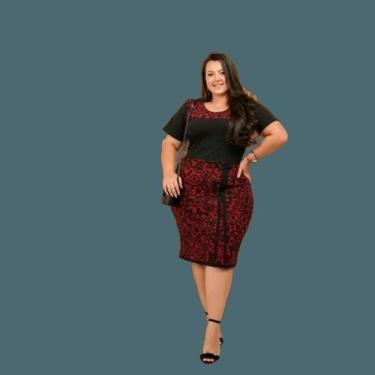 Imagem de Vestido Midi Tubinho Plus Size Evangelico Social Feminino Estampado Ca